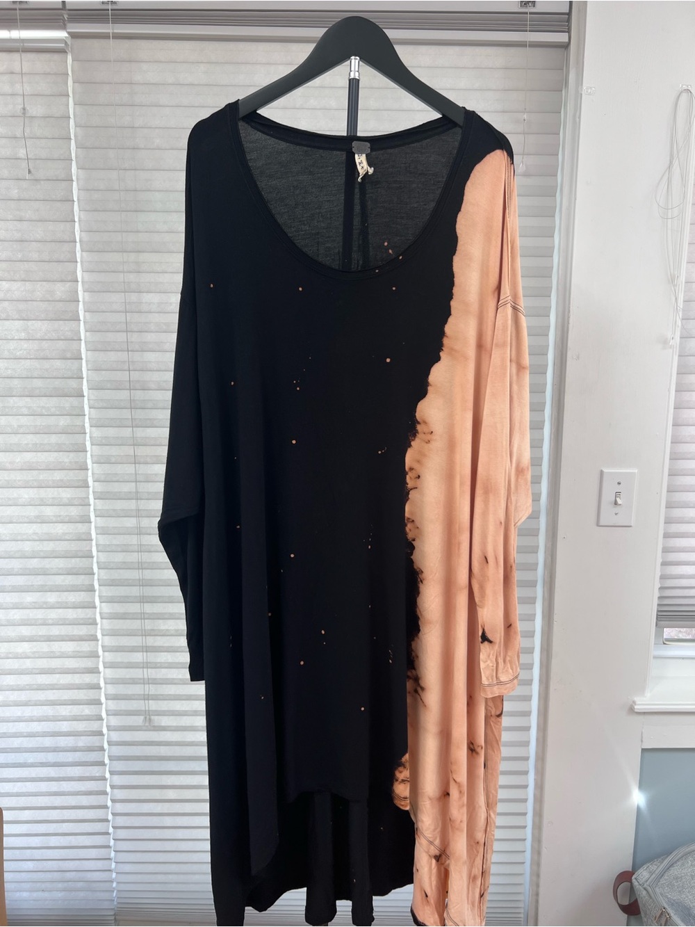 We The Free Black and Tan Asymmetrical Tie-Dye Shirt Dress